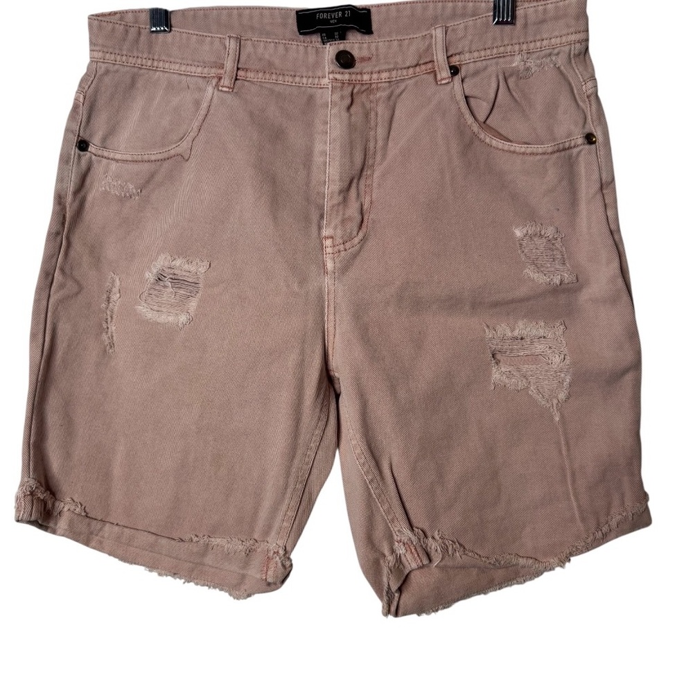 Forever 21 Men's Distressed Pink Jean Shorts